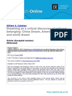 Dreaming As A Critical Discourse of National Belonging: China Dream, American Dream and World Dream