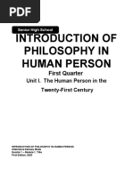 Introduction of Philosophy in Human Person: First Quarter