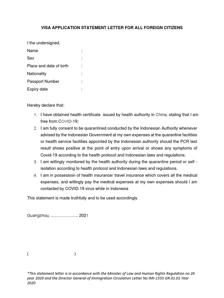Visa Statement Letter Example | PDF | Finance & Money Management ...