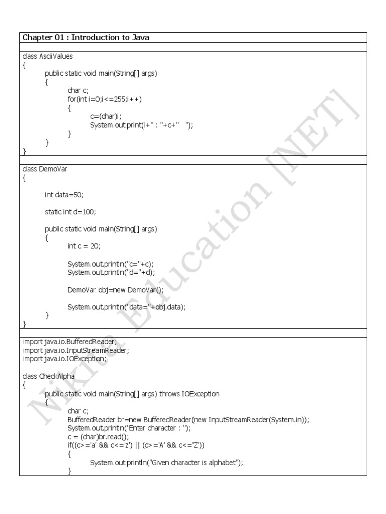 Introduction to Java Programming Concepts with Examples | PDF ...