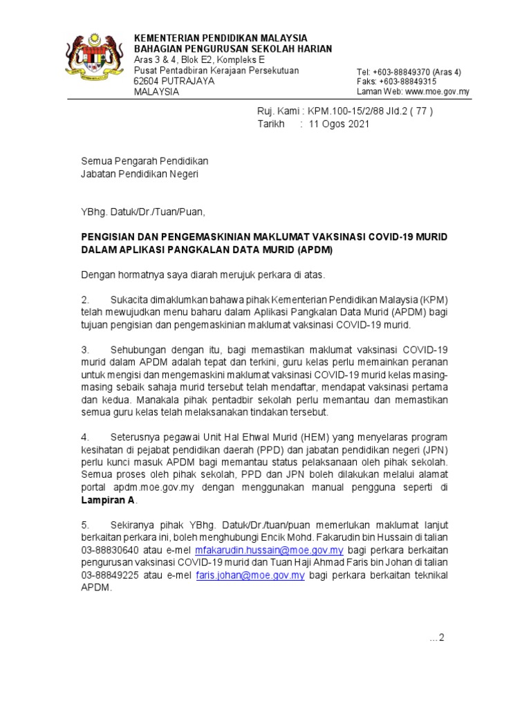 Pengemaskinian Maklumat Vaksinasi Covid 19 Pdf