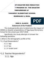 The Impact of Disaster Risk Reduction Management Program On The Disaster Preparednes at Tagumpay Elementary School Rodriguez Ii, Rizal