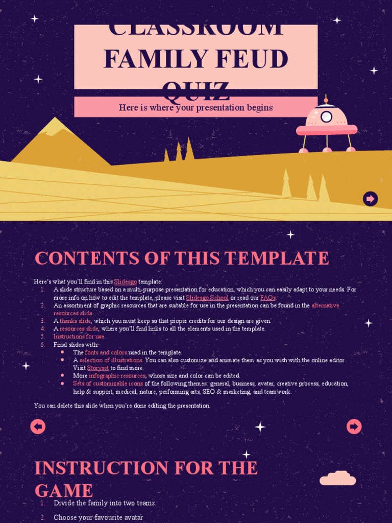 Classroom Family Feud Quiz by Slidesgo | PDF | Icon (Computing) | Computing