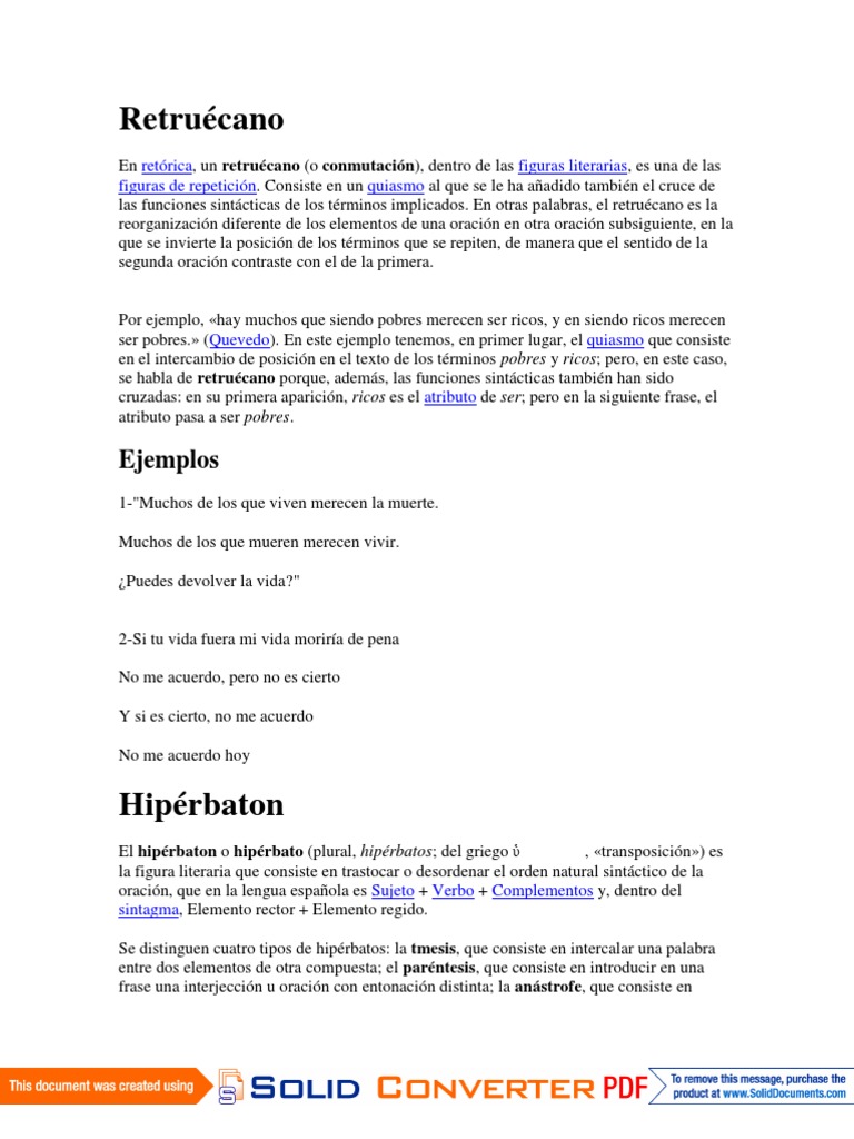 Figuras Retóricas: Retruécano y Más | PDF | Lingüística | Ciencia cognitiva