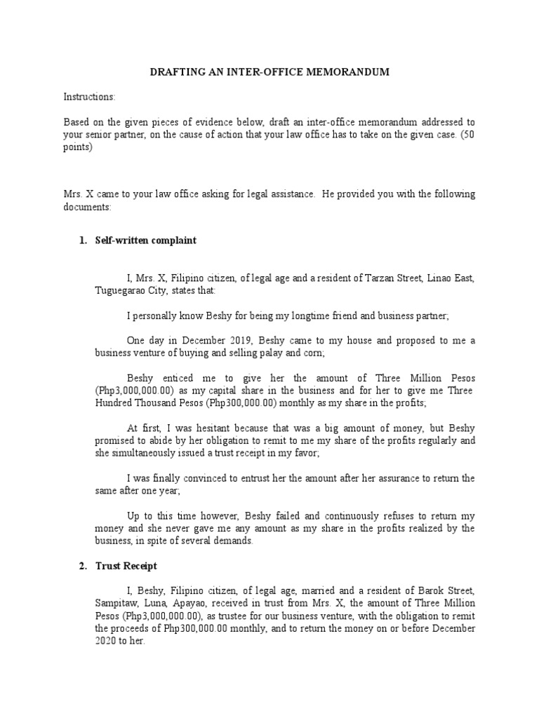 Drafting An Inter Office Memorandum | PDF | Public Law | Common Law