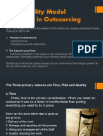 Cost/Quality Model Resulting in Outsourcing: Primary Considerations