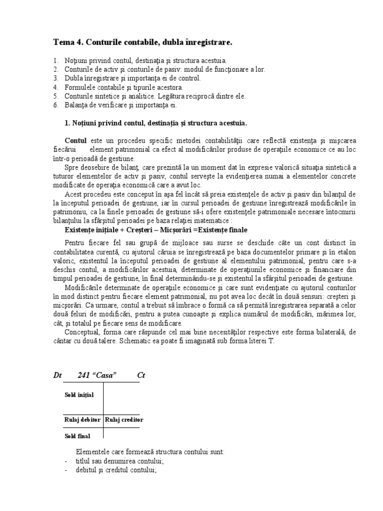 Bazele Cont. Tema 4 | PDF