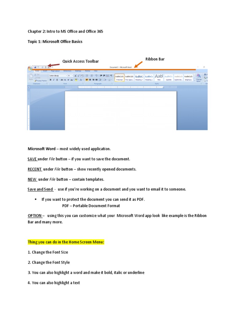 MS Office 365 Basics and Features Guide | PDF | Microsoft Office ...