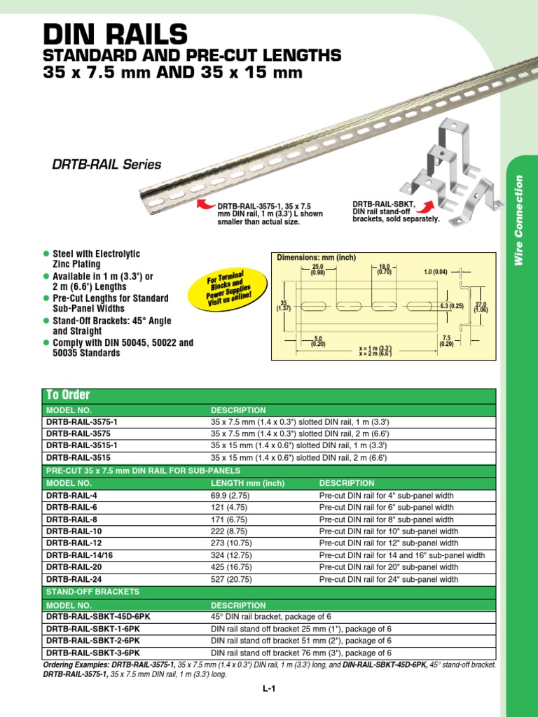 Din Rails Standard and PreCut Lengths 35 X 7.5 MM and 35 X 15 MM