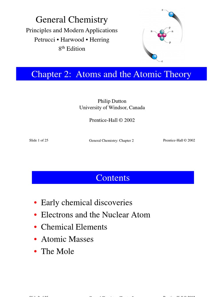 General Chemistry: Chapter 2: Atoms and The Atomic Theory Chapter 2 ...