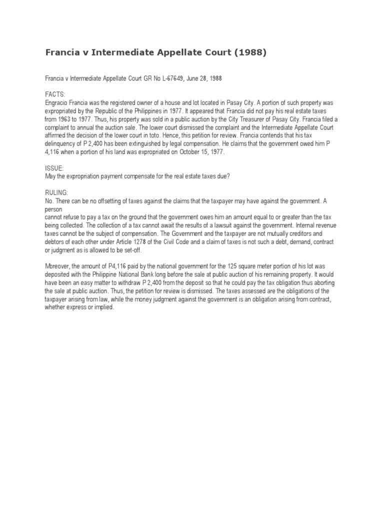 Francia vs. Intermediate Appellate Court (G.R. No. 67649, June 28, 1988