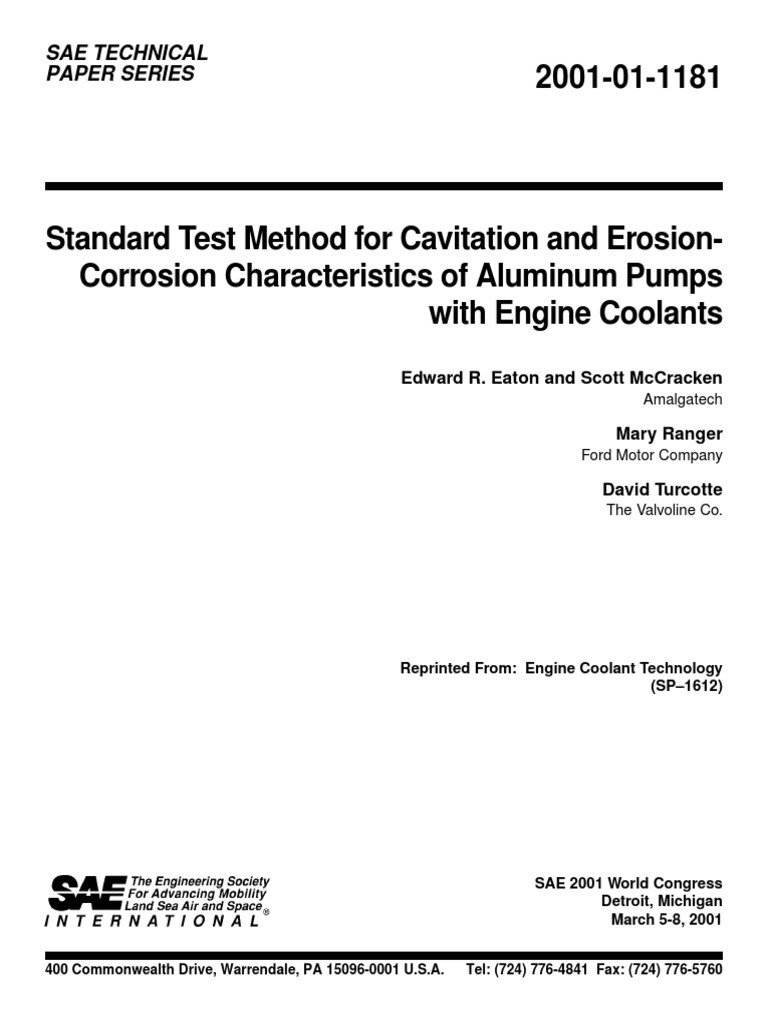 Sae Technical Paper Series: Edward R. Eaton and Scott Mccracken | PDF ...