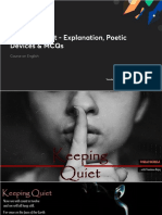 Keeping Quiet Explanation Poetic Devices MCQs No Anno