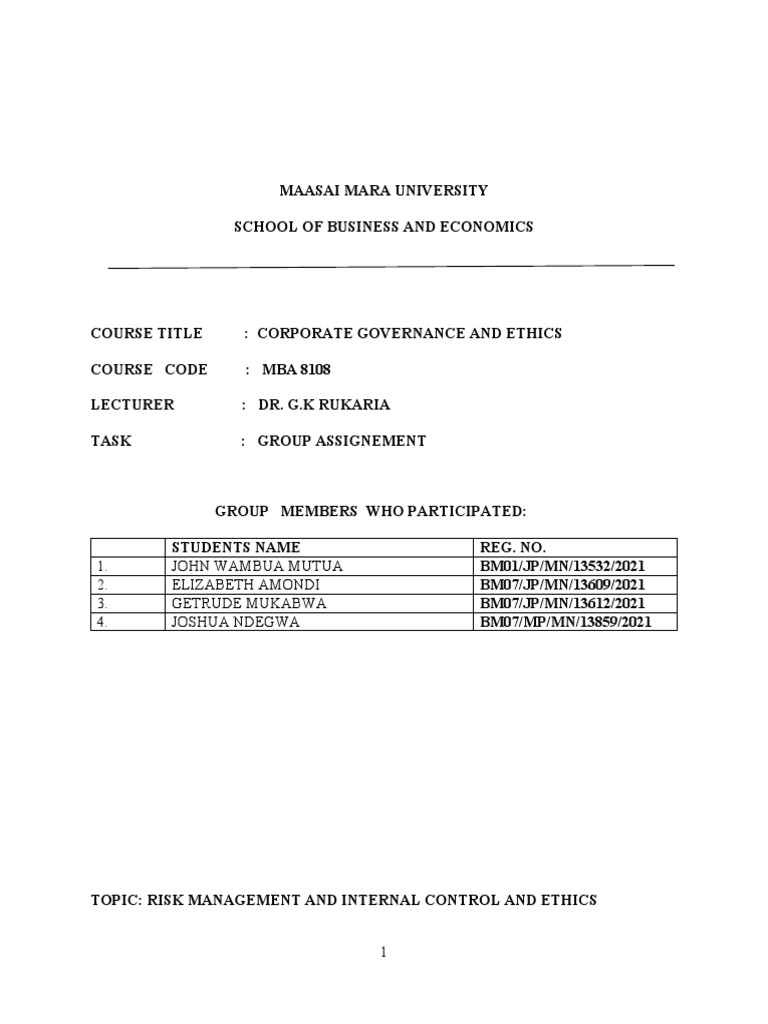 Adjusted Risk Management Assignment GRP 2 | PDF | Risk Management | Risk