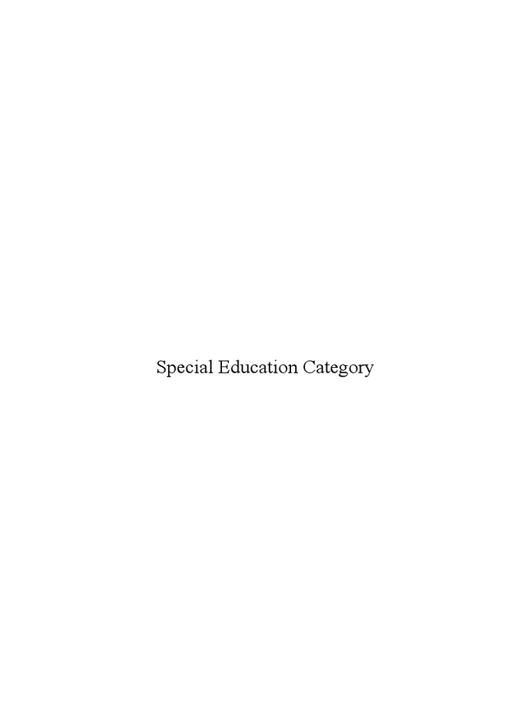 Special Education Category Edited PDF Special Education
