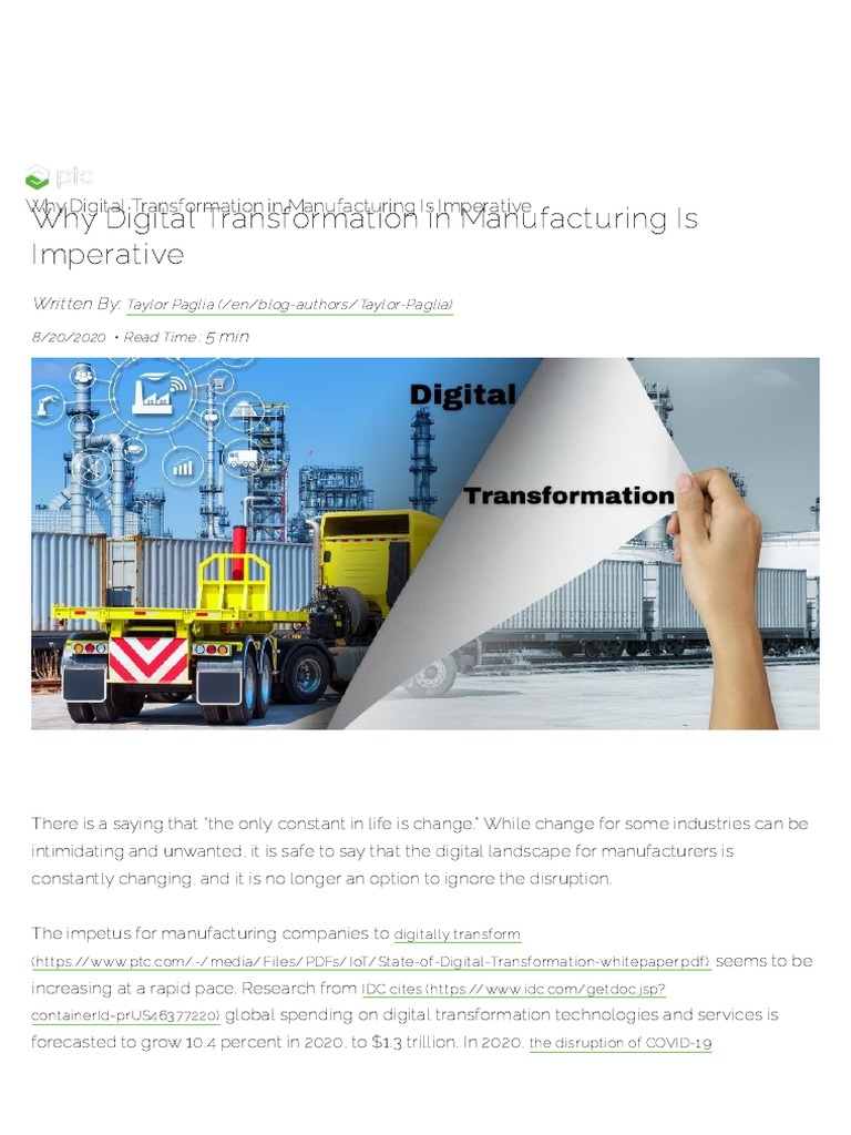 Imperative Digital Transformation in Manufacturing | PDF | Internet Of ...