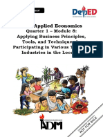 ABM Applied Economics Module 8 Applying Business Principles Tools and Techniques in Participating in Various Types of Industries in The Locality 1
