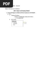 LAB 3: High-Level Database Model 1. Convert ER Diagram To Relational DB and Implement To MS SQLSRV. A. ERD 1 I