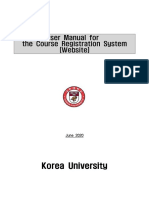 Korea University: Ser Manual For The Course Registration System (Website)
