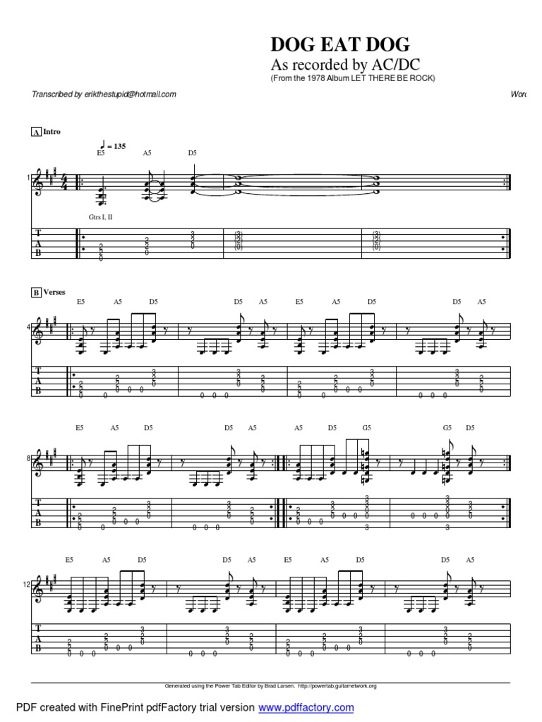 ACDC - Dog Eat Dog | PDF