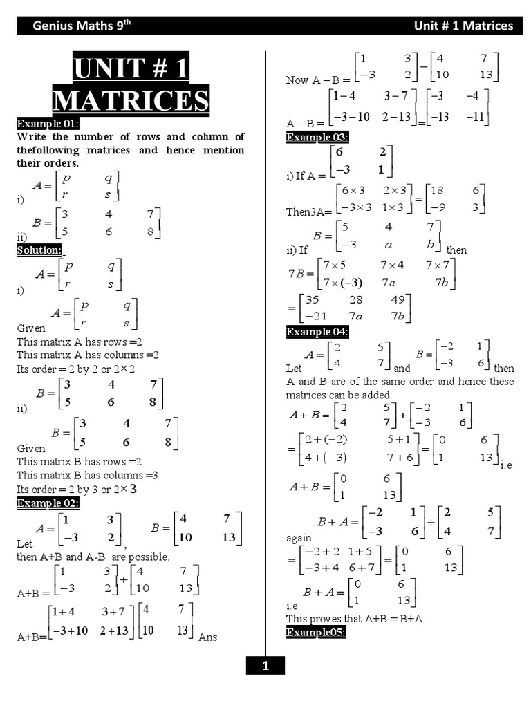 Chapter 1 pdf matrix mathematics functions and mappings