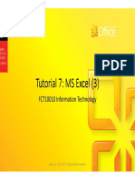 Tutorial 7: MS Excel (3) Tutorial 7: MS Excel (3) Tutorial 7: MS Excel (3) Tutorial 7: MS Excel