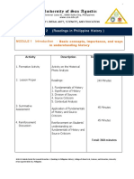 MODULE 1 Introduction - : GE 2 (Readings in Philippine History)