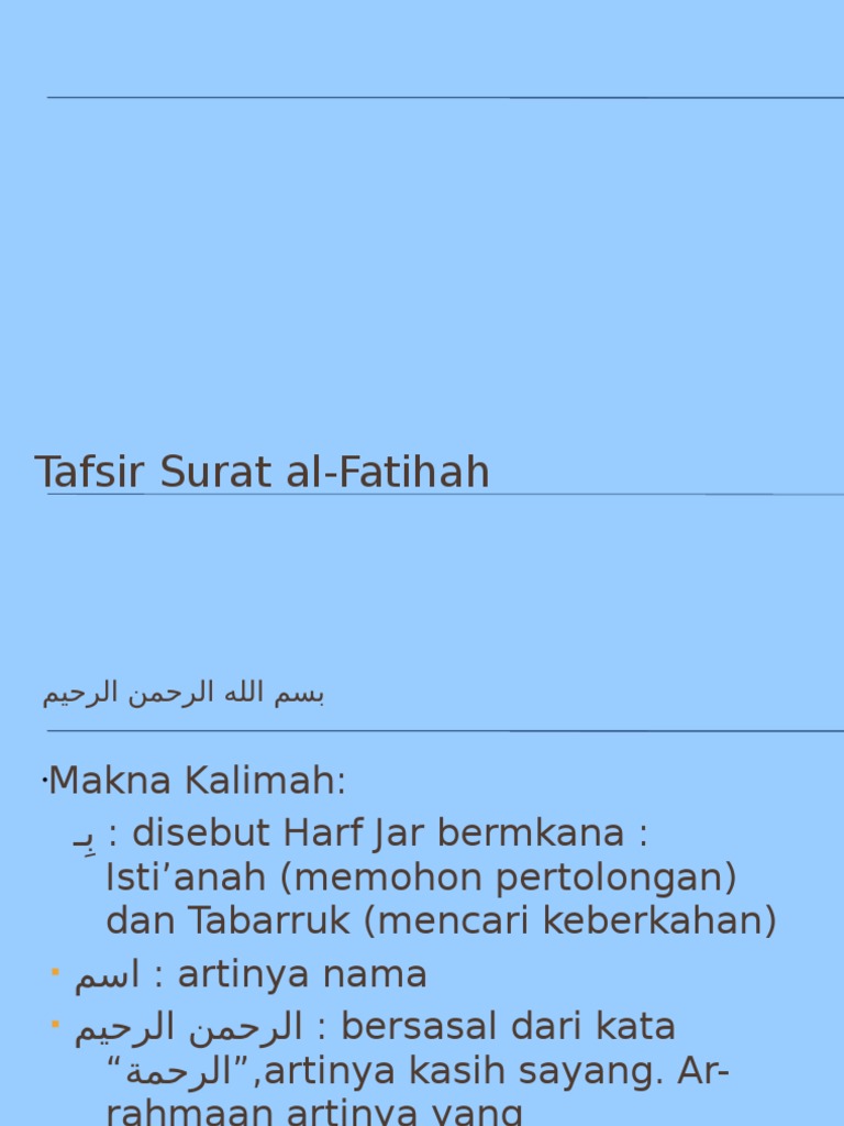 Tafsir Surat Al Fatihah