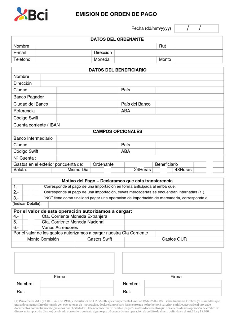 Emision Orden de Pago | PDF | Bancos | Servicios financieros