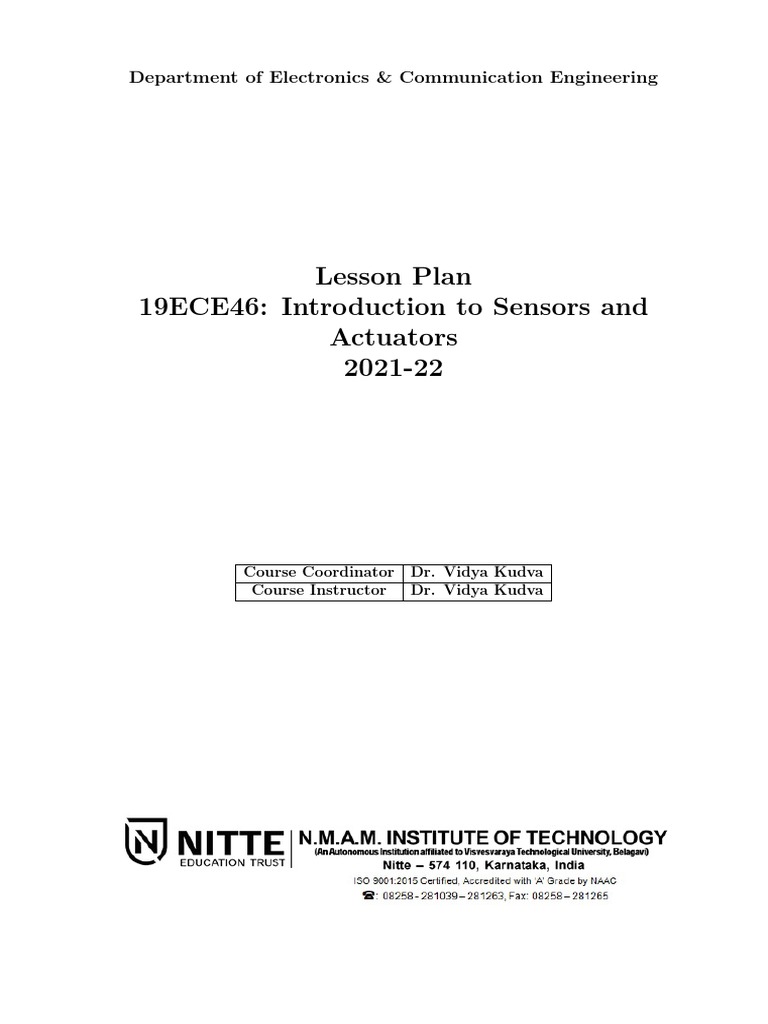 Sensors and Actuators Course Syllabus | PDF | Actuator | Electric Motor
