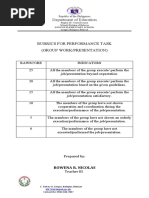 Rubrics For Performance Task (Group Work/Presentation) : Department of Education