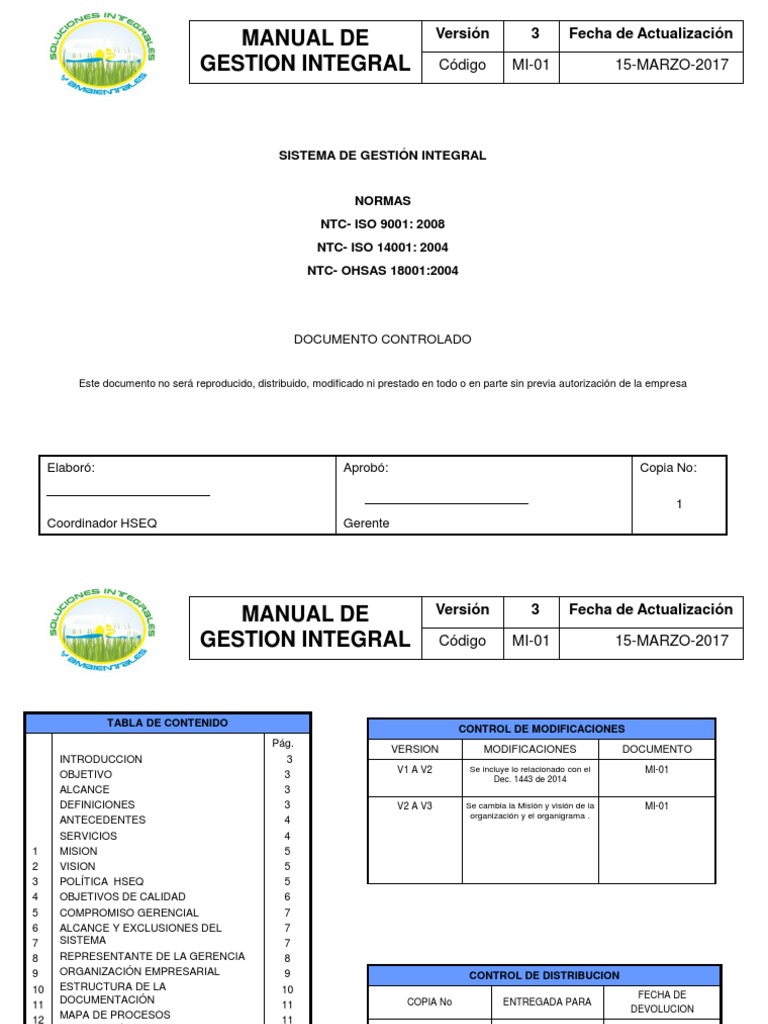 Manual de Gestion Integral SST | PDF | Calidad (comercial) | Sistema de ...
