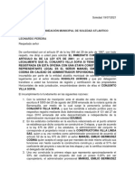 Constitución de Renuencia Contra Leonardo Pereira Secretario de Planeación de Soledad 