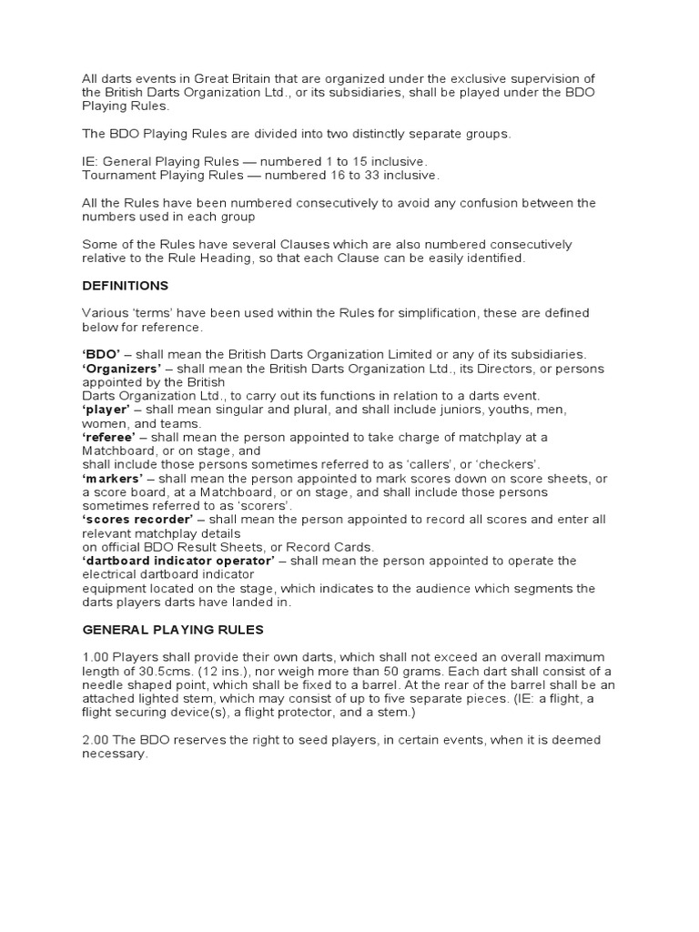 DART Roles and Responsibilities of Referee PDF Sports Pub Games