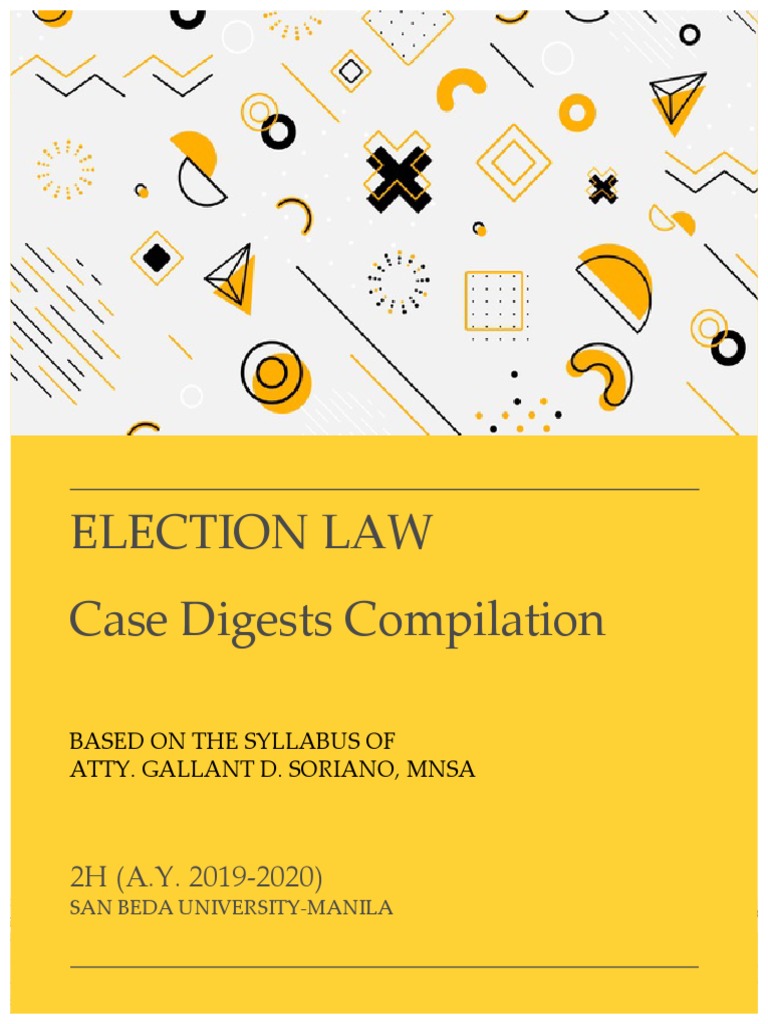 2h Gallant Election Law Case Digest Final PDF Suffrage Elections