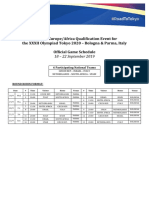 Calendario Torneo Calificación Olímpica Béisbol Europa África 2019