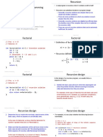 Recursion: - Definition of Factorial: ! 1 2 2 1 - Recursive Definition: !, 0 1, 0