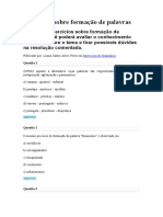 Exercícios sobre formação de palavras