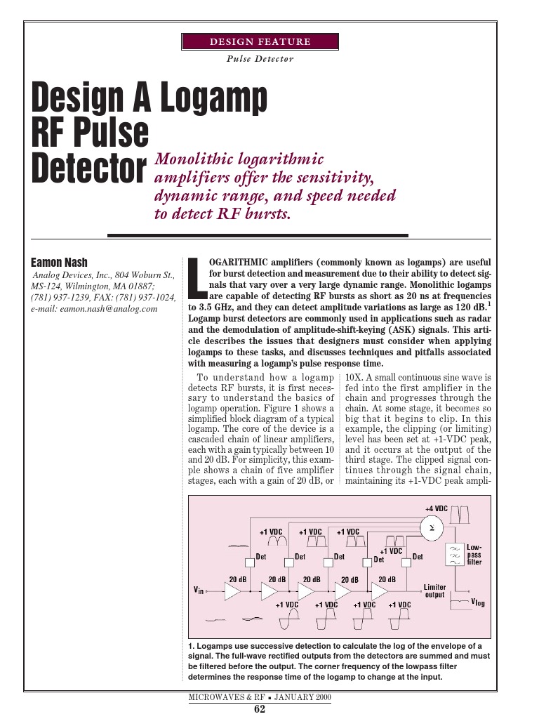 Design A Logamp RF Pulse Detector PDF Bandwidth (Signal Processing