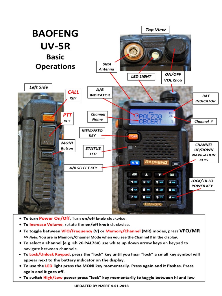 Baofeng Uv5r Quick Brief Manual PDF Frequency Modulation Radio