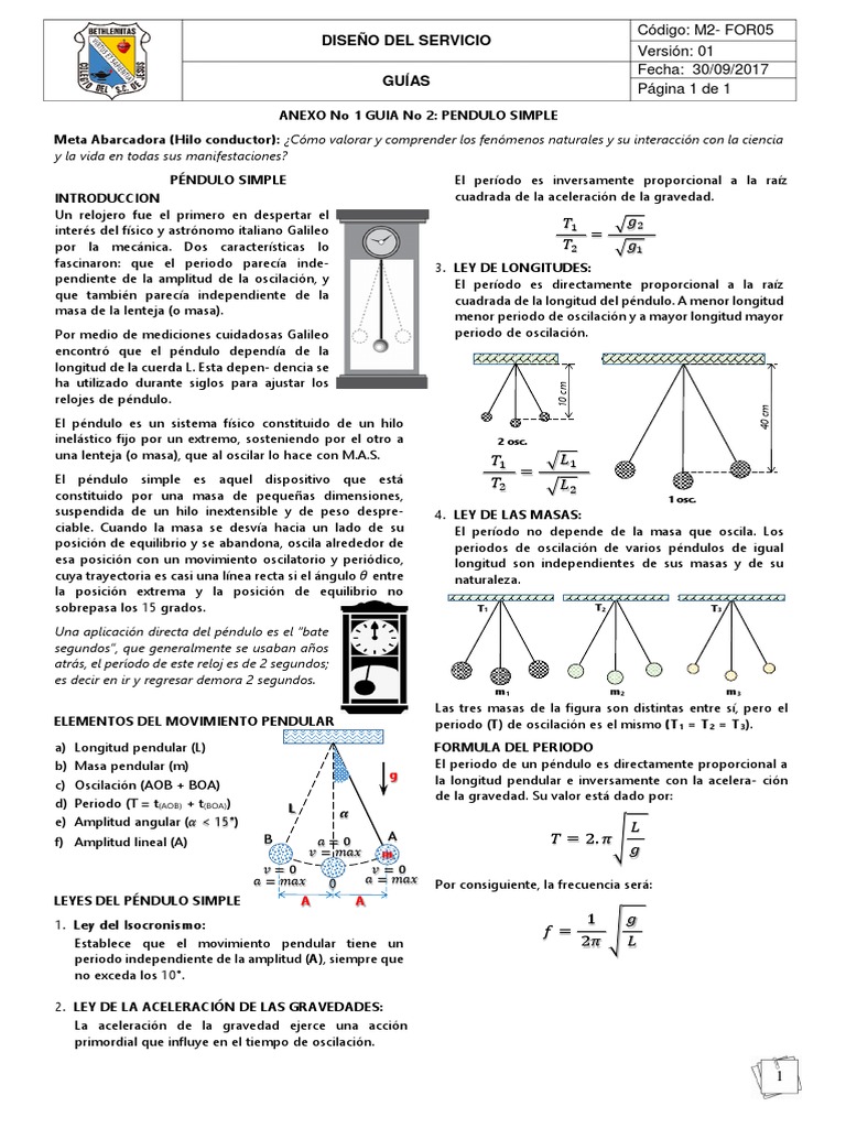 Leyes del Péndulo Simple y Fórmulas | PDF | Péndulo | Oscilación