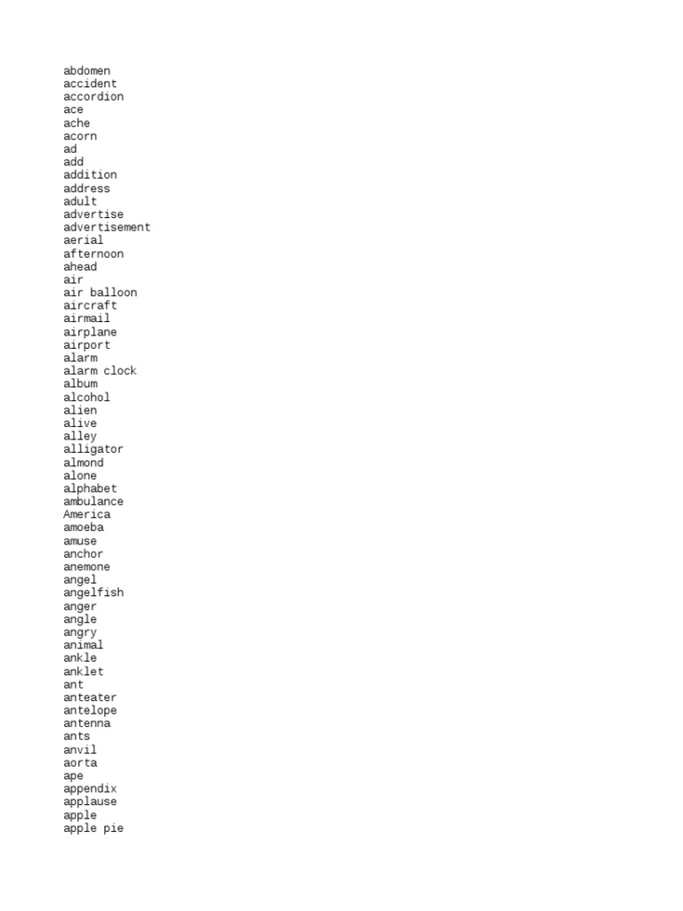 Pictionary Word List For Adults