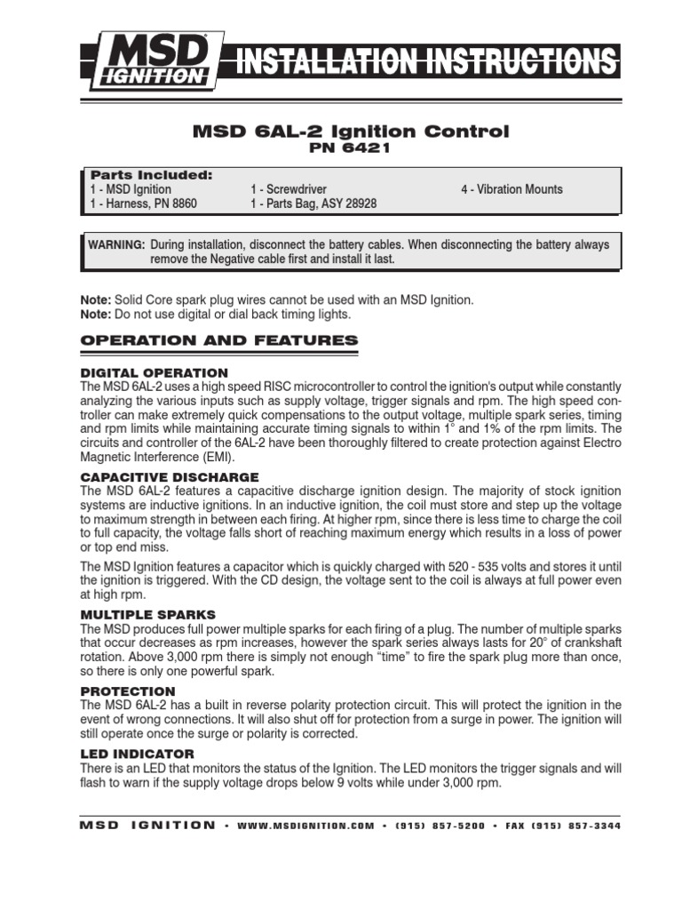 MSD_2MSD 6 Series Ignition Instructions Ignition System Distributor