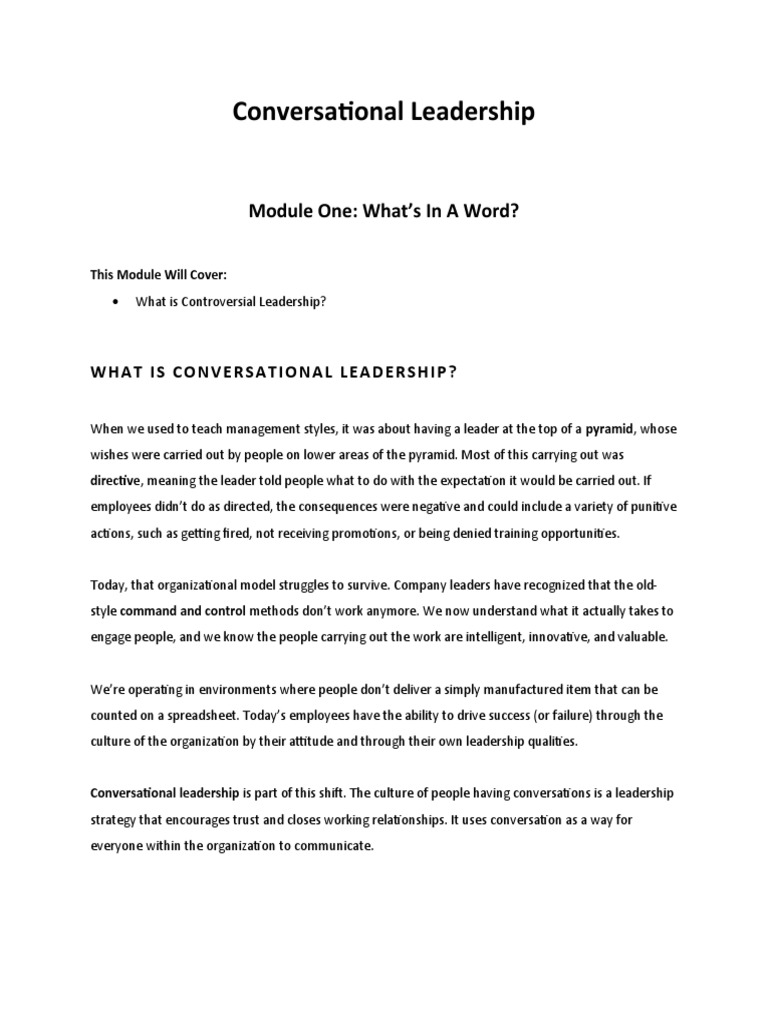 Conversational Leadership Pdf Leadership Communication