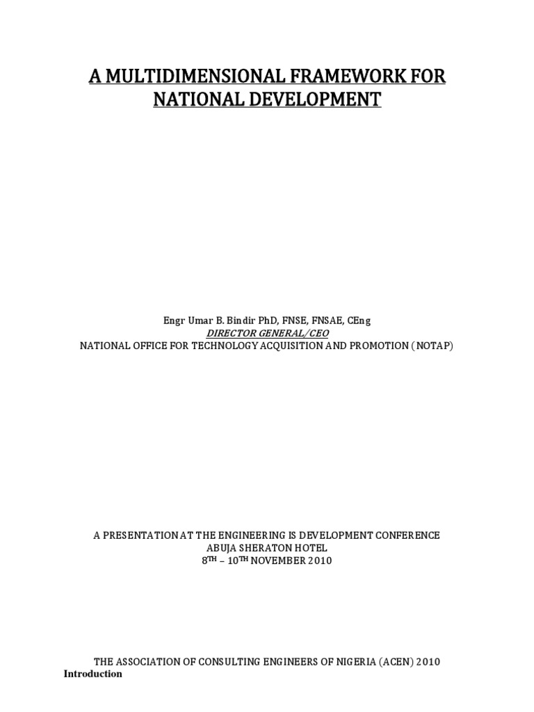 A Multidimensional Framework For National Development: TH TH | PDF ...