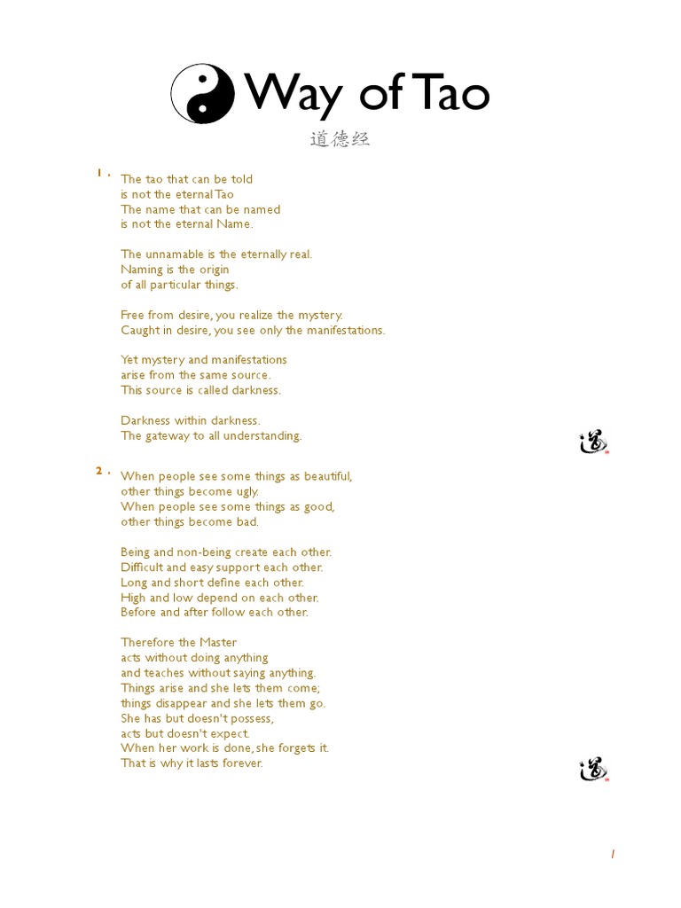 Dao de Jing PDF Tao Good And Evil