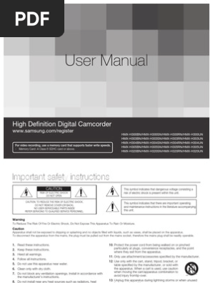Samsung Camcorder HMX-H300N English User Manual
