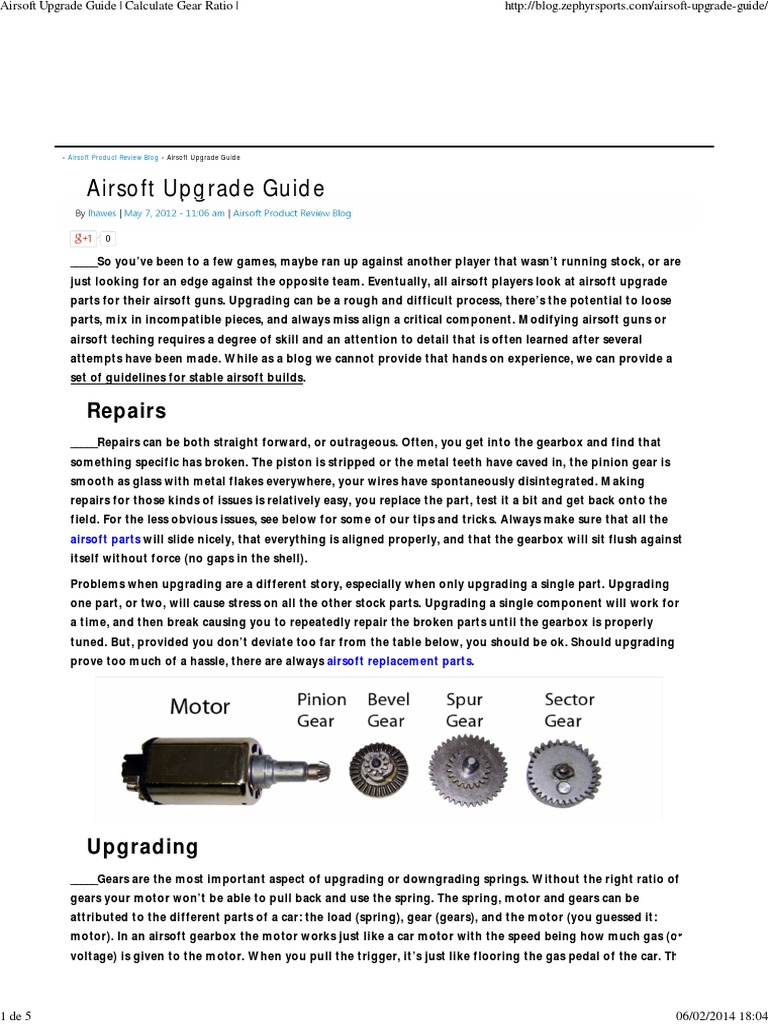 Airsoft Upgrade Guide Calculate Gear Ratio PDF Gear