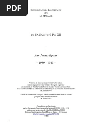 Pie Xii Enseignement Sur Le Mariage 1939 43 Jeunes Epoux Mariage