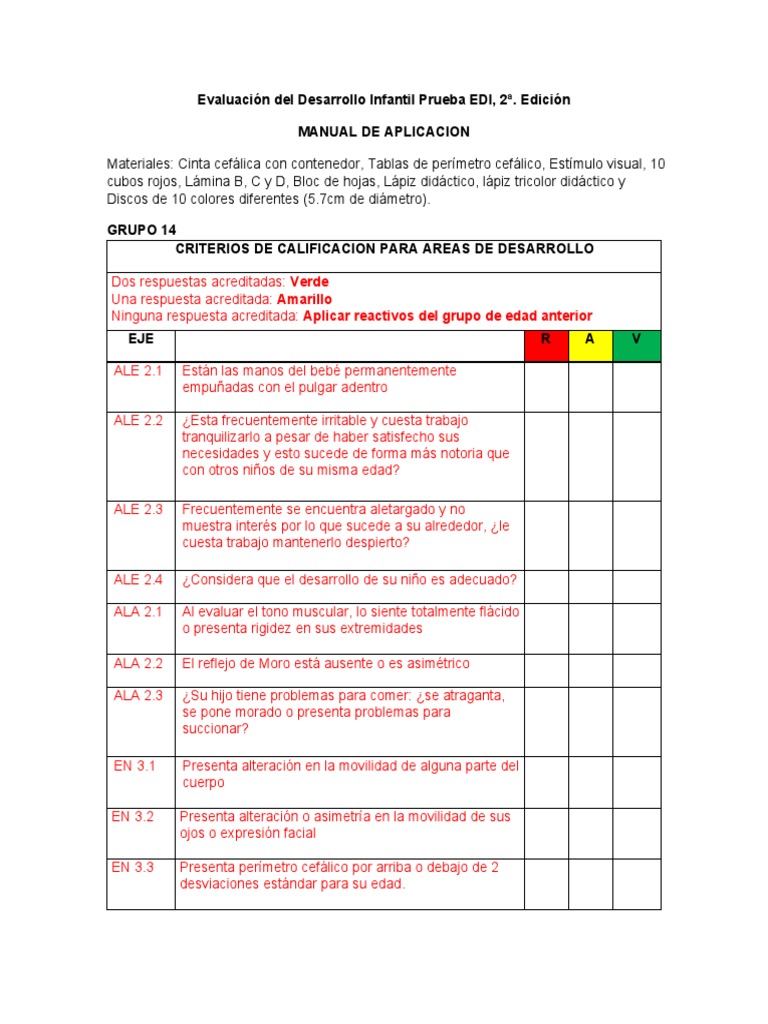 Prueba EDI: Evaluación Desarrollo Infantil | PDF | Artes del Lenguaje y ...